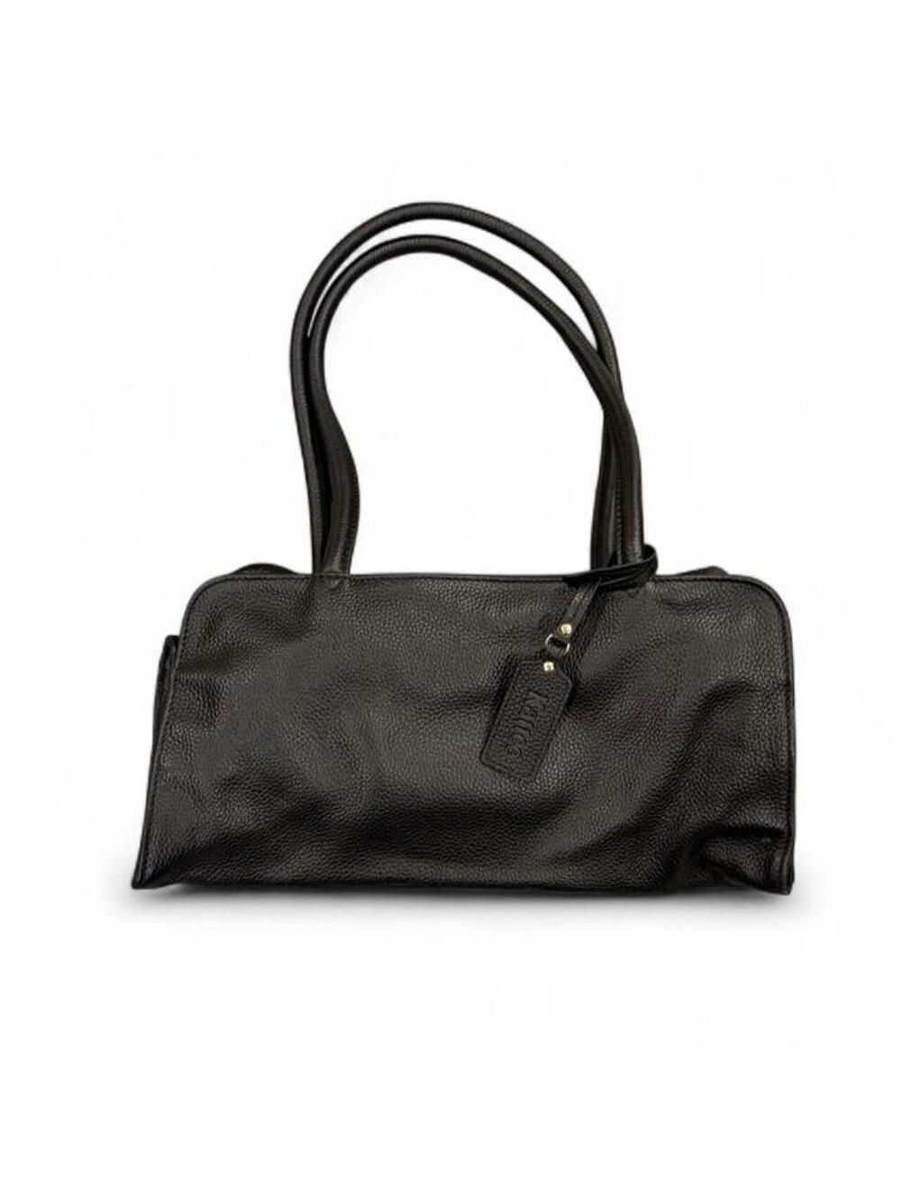 Y2K Black Leather East West Shoulder Bag